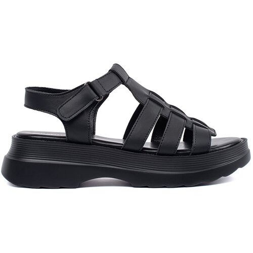 GOODIN Black leather platform sandals Slike