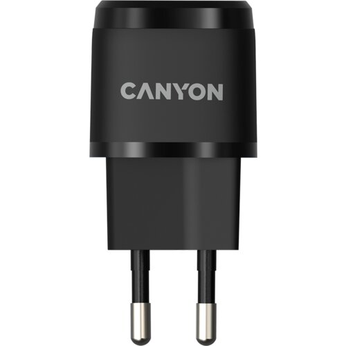 Canyon H-20-05, PD 20W Input: 100V-240V, Output: 1 port charge: USB-C:PD 20W (5V3A/9V2.22A/12V1.66A) , Eu plug, Over- Voltage , over-heated, over-current and short circuit protection Compliant with CE RoHs,ERP. Size: 68.5*29.2*29.4mm, 32.5g, Black - CNE- Cene