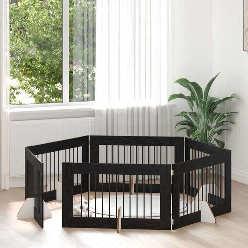  Vrata za pse s postoljem 6 pcs Crni hrast 100 x 60 cm Cene