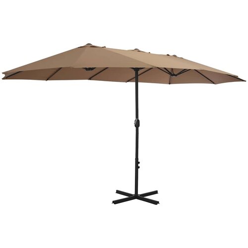  suncobran s aluminijskim stupom 460 x 270 cm smeđesivi Slike