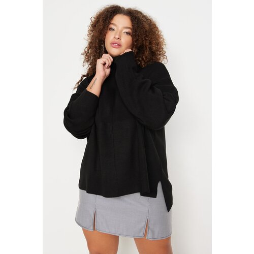 Trendyol Curve Black Slit Knitwear Sweater Slike