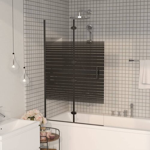 VidaXL Sklopiva pregrada za tu&amp;scaron; ESG 80 x 140 cm crna Slike