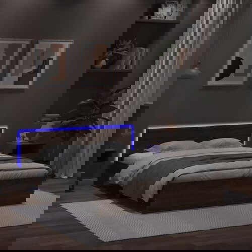 vidaXL Okvir za krevet s uzglavljem i LED boja smeđeg hrasta 160x200cm Cijene