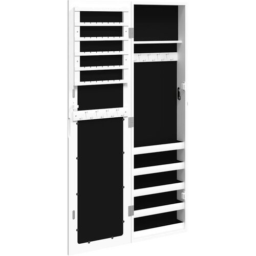  Zidni ormarić za nakit s ogledalom bijeli 30 x 8,5 x 106 cm Slike