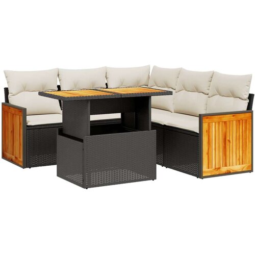  6-dijelni set vrtnih sofa s jastucima crni od poliratana Slike