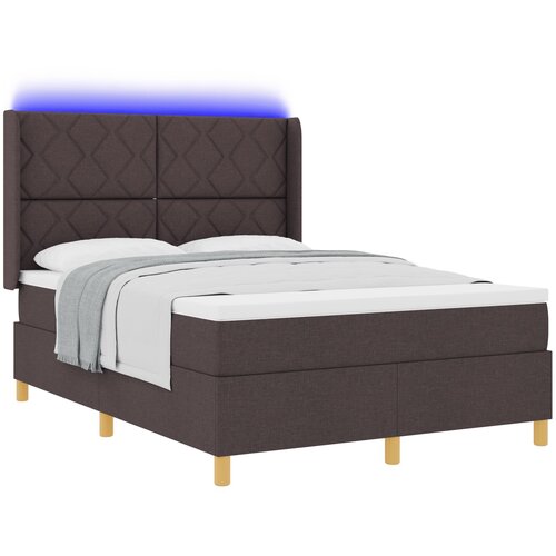 vidaXL Postelja s vzmetnico in LED Rjava 140x200 cm Tkanina, (22049460) Cene