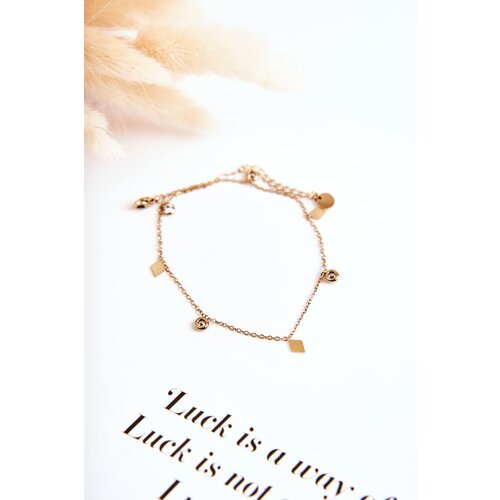 Kesi Ankle bracelet with rhombus and rhinestones gold Slike