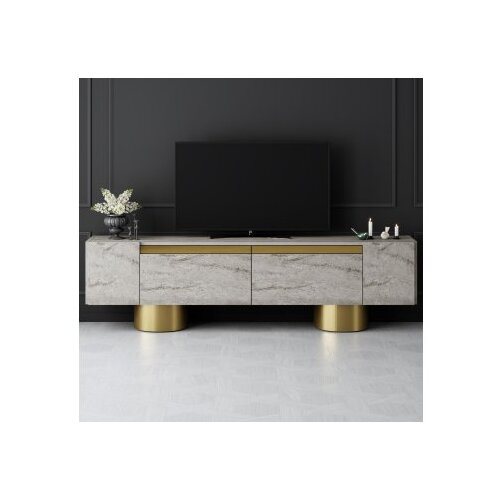 Hanah home tv polica bohem travertine gold Cene