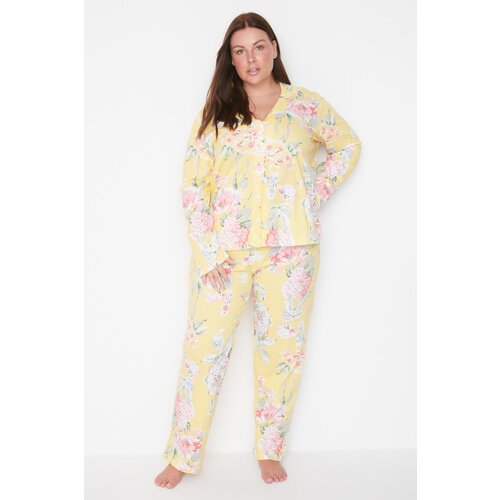 Trendyol Curve Yellow Floral Pattern Pajamas Set Slike
