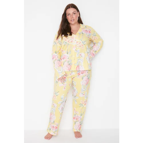 Trendyol Curve Yellow Floral Pattern Pajamas Set