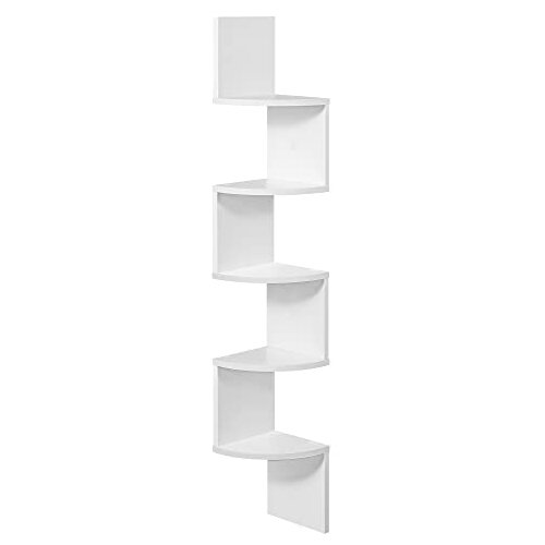 Songmics kutni zidni regal, 5-nivojski, 20 &times; 20 &times; 127,5 cm, mat bijela Cijene