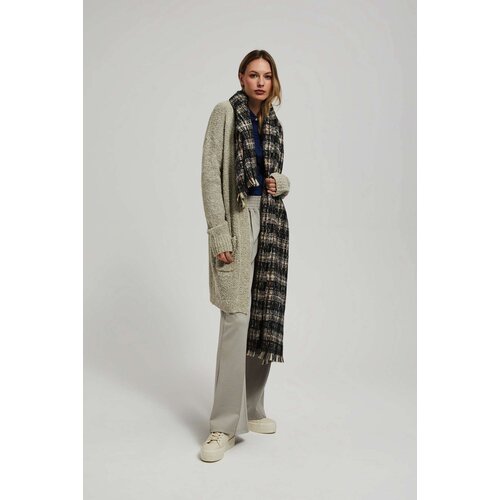 Marisse Black Checkered Scarf With Metallic Thread Slike