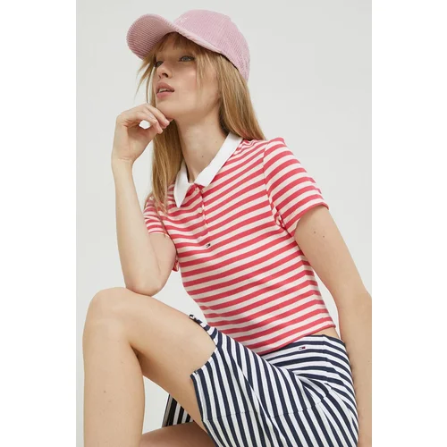 Tommy Jeans Polo majica za žene, boja: ružičasta