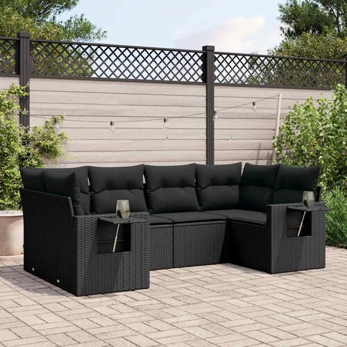  6-dijelni set vrtnih sofa od poliratana s jastucima smeđi Slike