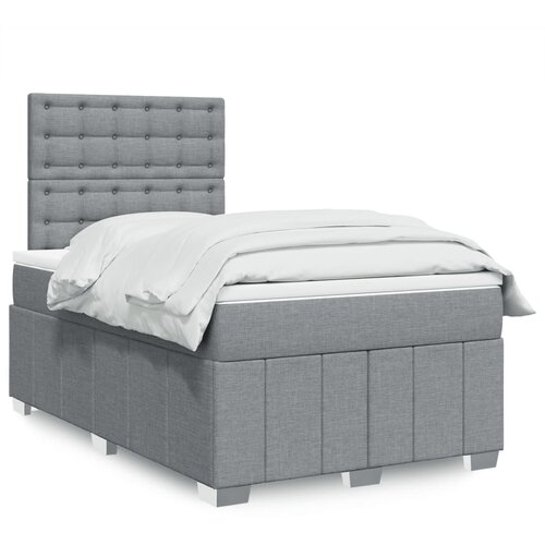vidaXL Boxspring postelja z vzmetnico svetlo siva 120x190 cm blago Cene
