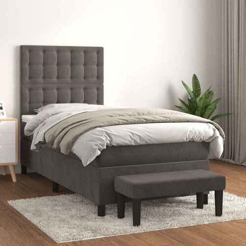 Box spring postelja z vzmetnico temno siva 80x200 cm žamet, (20846715) Cene