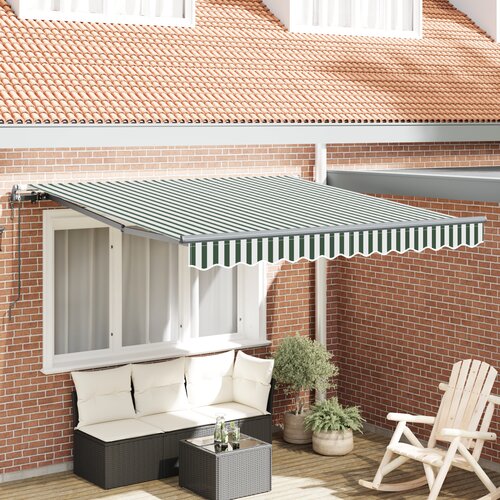 vidaXL avtomatska retraktibilna tenda zelena in bela 300x250 cm, nadomestno blago za teto 3x2.5 m okvir zelena in bela Cene