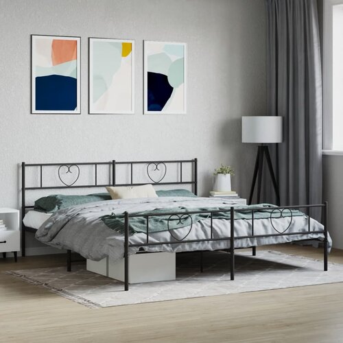  Metalni okvir krevet bez madraca s podnožjem crni 180x200 cm Cijene