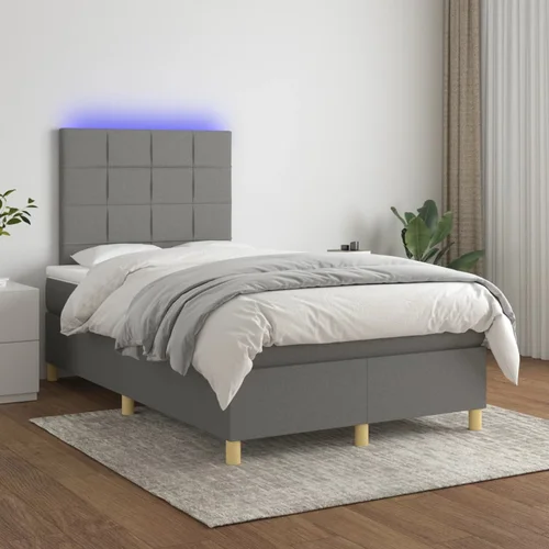 The Living Store Box spring postelja z vzmetnico LED temno siva 120x200 cm blago - Box Spring Postelja, (21516722)