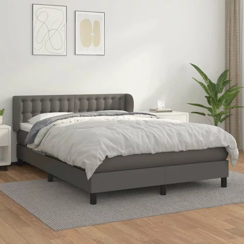  Box spring postelja z vzmetnico siv 140x200 cm umetno usnje, (20846859)