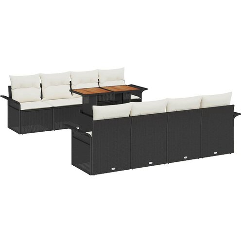  Sjedeća garnitura za vrt 9 kom. Bež Poli ratan 100 x 55 x 73 cm Slike