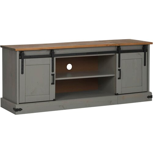 Maison Chic TV omarica - TV stojalo - Televizijska omarica HALDEN 2 drsna vrata siva 150x40x60 cm masivni les, (21699931) Cene