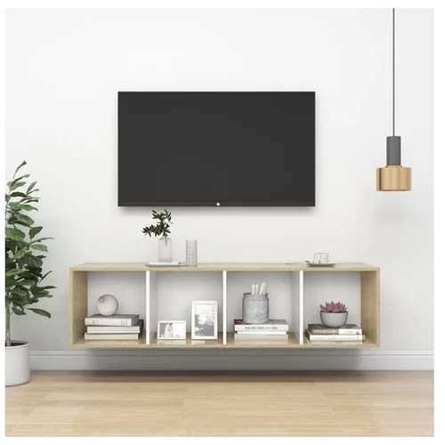  Stenska TV omarica sonoma hrast in bela 37x37x142,5 cm