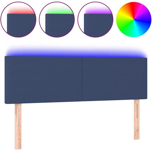 Maison Chic LED Posteljno vzglavje - Vzglavna omarica - Nočna omarica modro 144x5x78/88 cm blago, (21709847) Slike