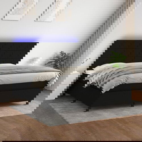 vidaXL Krevet box spring s madracem LED crni 180x200 cm od tkanine Cijene