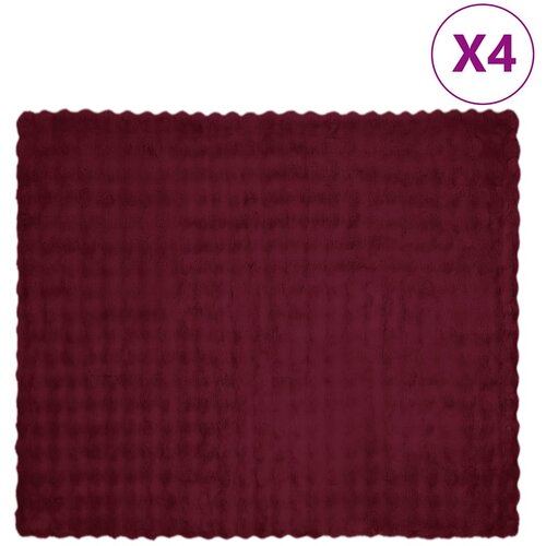vidaXL Lažni zec deka 4 pcs Bordeaux Crvena 240 x 270 cm Poliester Cijene