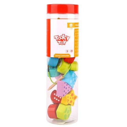 Tooky Toy drveni blokovi za navlačenje gusjenice koja uči brojati 20 kom. Slike