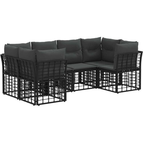  Set vanjskih sofa s jastukom 6 pcs Crna Poliester - Crna Cijene