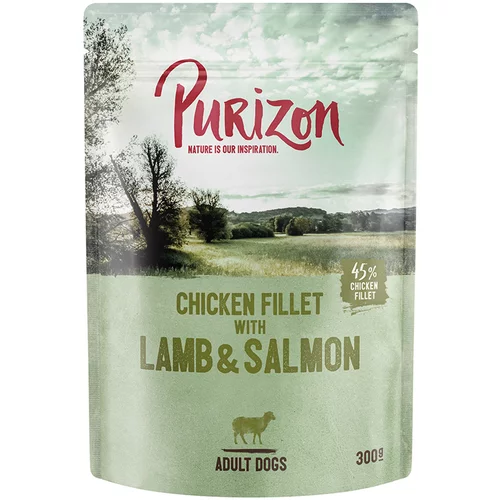 Purizon Varčno pakiranje: Adult 24 x 300 g - brez žit - Jagnjetina in losos