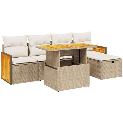 VidaXL 6-dijelni set vrtnih sofa s jastucima bež od poliratana Slike