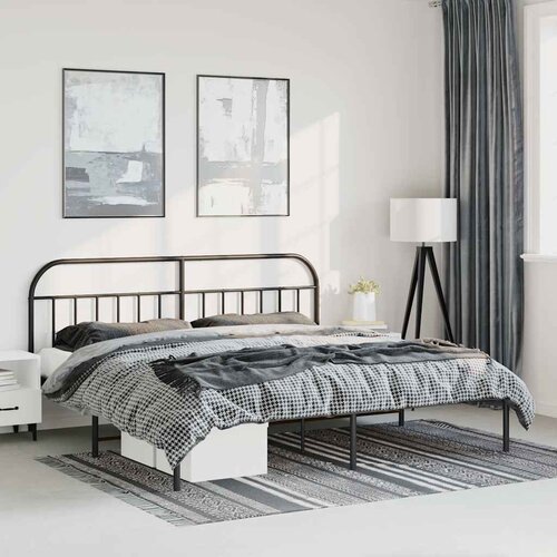  Metalni okvir za krevet s uzglavljem crni 193x203 cm Cijene