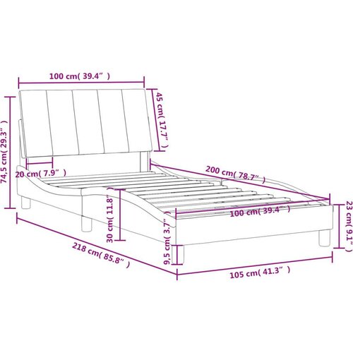  Okvir za krevet s uzglavljem plavi 100x200 cm bar&amp;scaron;unasti Slike