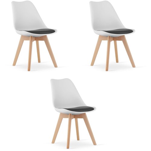 Brandless Set od 3 MARK crno-bijelih stolica s prirodnim nogama Cijene