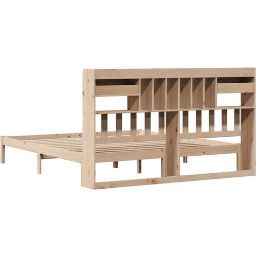 VidaXL Krevet s regalom za knjige bez madraca 180x200 cm od borovine Slike