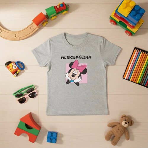  mini maus sa imenom - dečija majica pepeljasta Cene