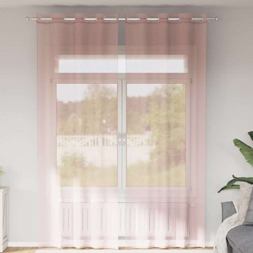 Furnova Voile zavese z vponkami 2 kosa svetlo roza 140x260 cm, (21917612) Cene