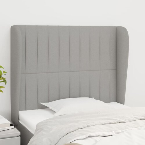 VidaXL Uzglavlje s u&amp;scaron;ima svjetlosivi 93x23x118/128 cm od tkanine Slike