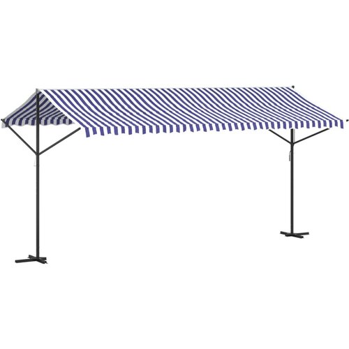  Samostojeća tenda plavo-bijela 500 x 300 cm od tkanine i čelika Slike