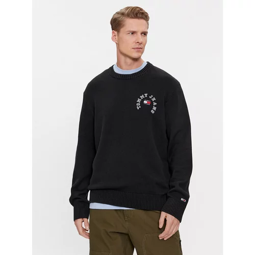 Tommy Jeans Pulover Arched Graphic DM0DM16784 Črna Relaxed Fit