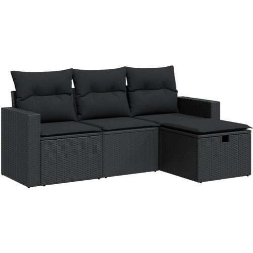 VidaXL 4-dijelni set vrtnih sofa od poliratana s jastucima crni Slike