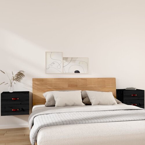 vidaXL Stenska nočna omarica 2 kosa črna 50x36x40 cm Cene