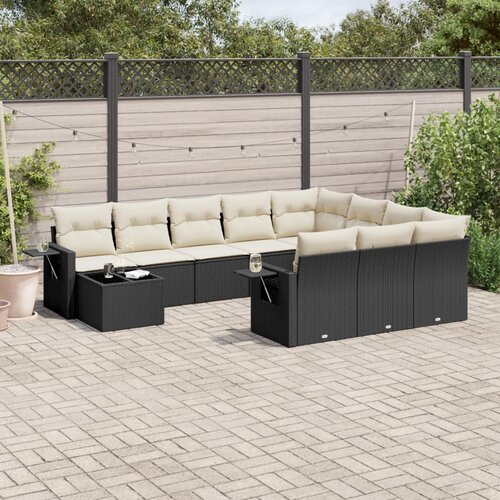  11-dijelni set vrtnih sofa od poliratana s jastucima crni Cijene