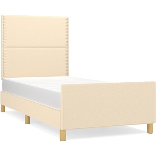 Maison Chic Posteljni okvir - Enojna postelja - Postelja za odrasle brez vzmetnice krem 100x200 cm blago-J7321, (21761368) Slike