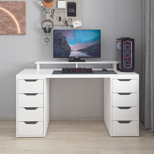 Hanah home radni sto Alen 150cm 8 Drawer, 150 cm, beli Cene