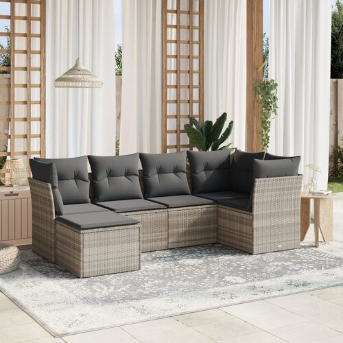 VidaXL 6-dijelni set vrtnih sofa od poliratana s jastucima svjetlosivi Slike