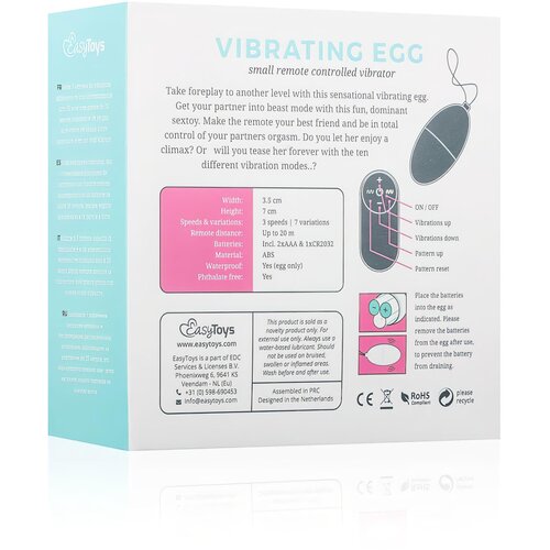 Easytoys Mini Vibe Collection Vibracijski jajček Easytoys - z daljincem, roza Slike